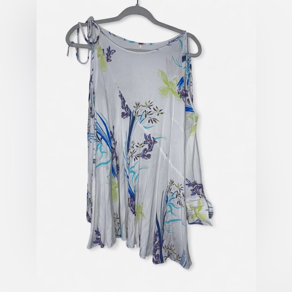 Free People Cold Shoulder Mini Dress Tunic Floral Boho Size Small Flowy Dress